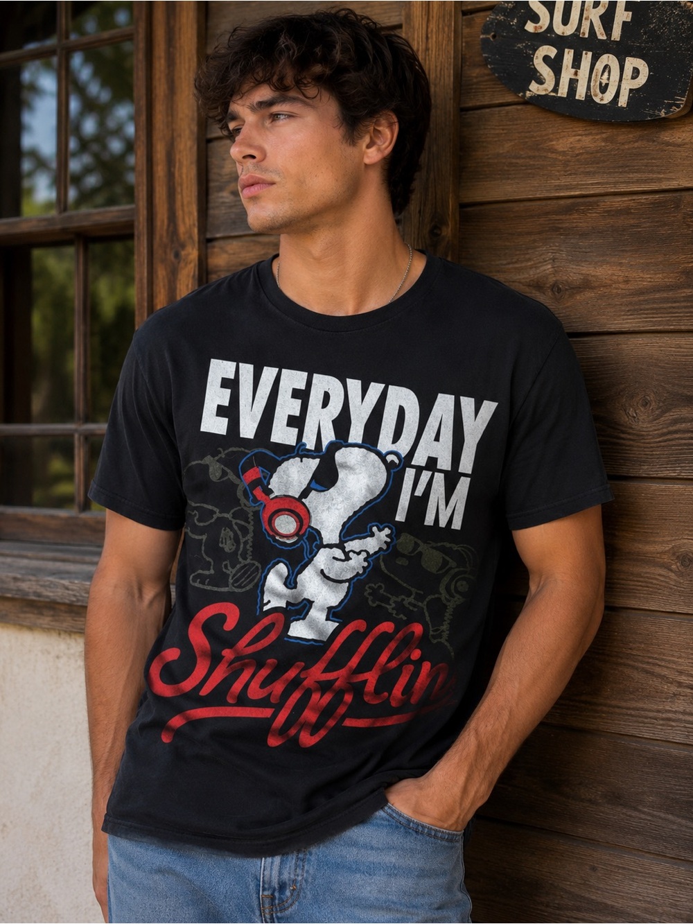 Pholcos Everyday I'm Shufflin' Graphic Tee - Black Unisex Size Large
